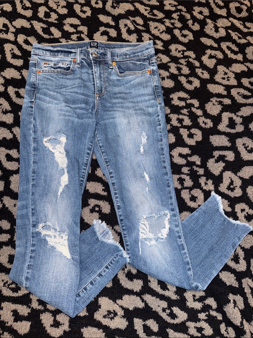 GAP Skinny Ripped Light Blue Denim Jeans